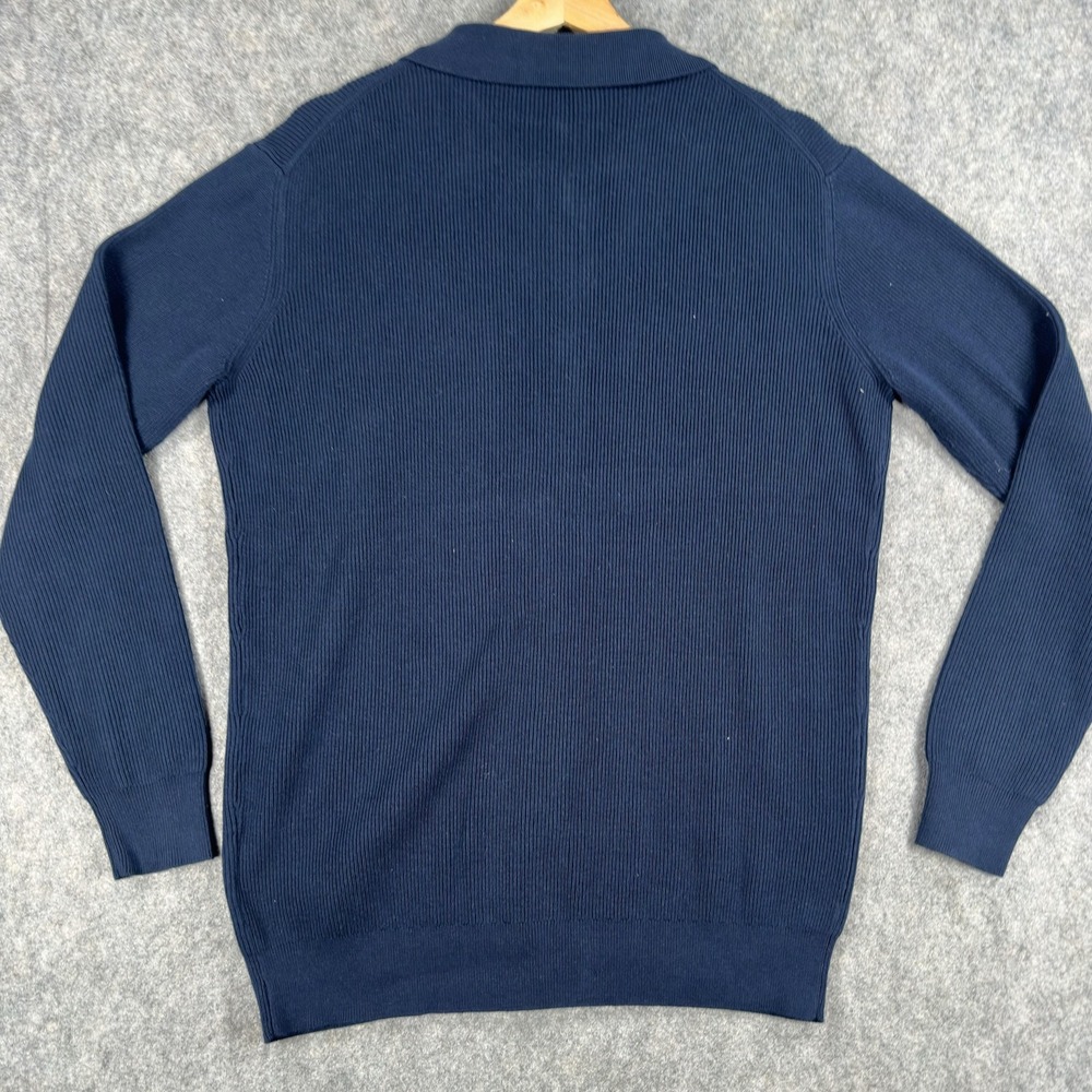RAITH Cardigan Sweater Mens Large Blue 100% Cotton Button Front Knit Pockets - Picture 6 of 16